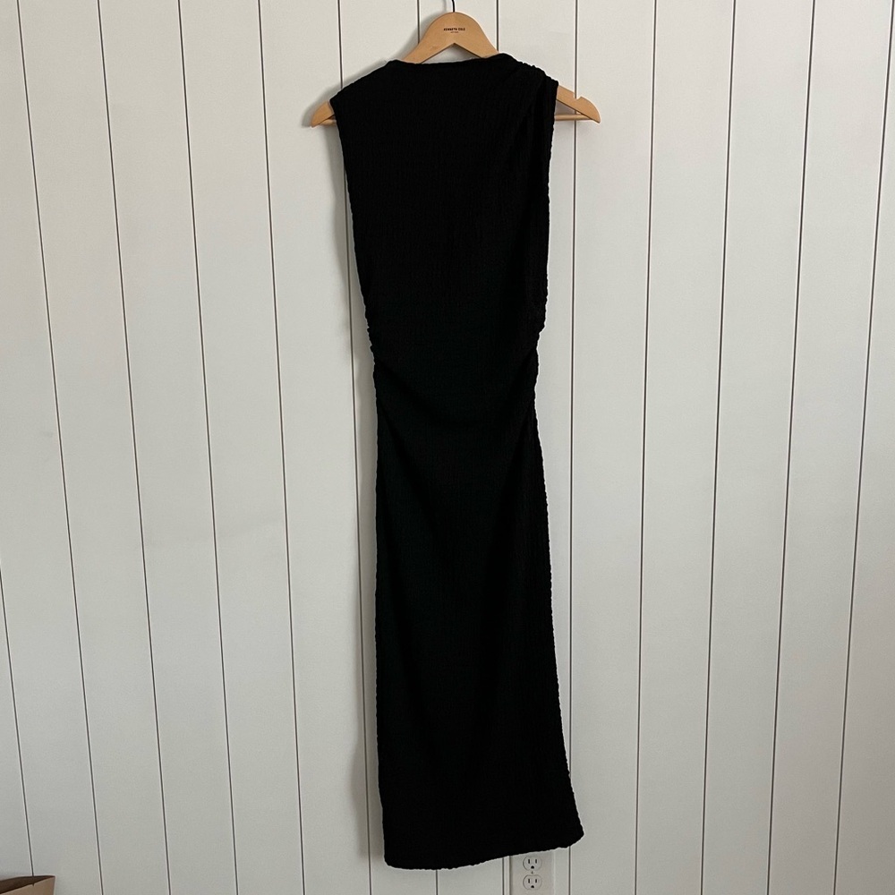 Zara Long Textured Knot Dress Black - Picture 5 of 5